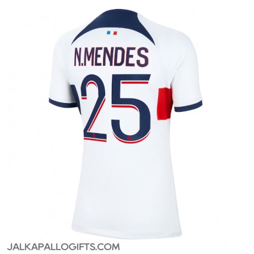 Paris Saint-Germain Nuno Mendes #25 Vieraspaita Naiset 2023-24 Lyhythihainen